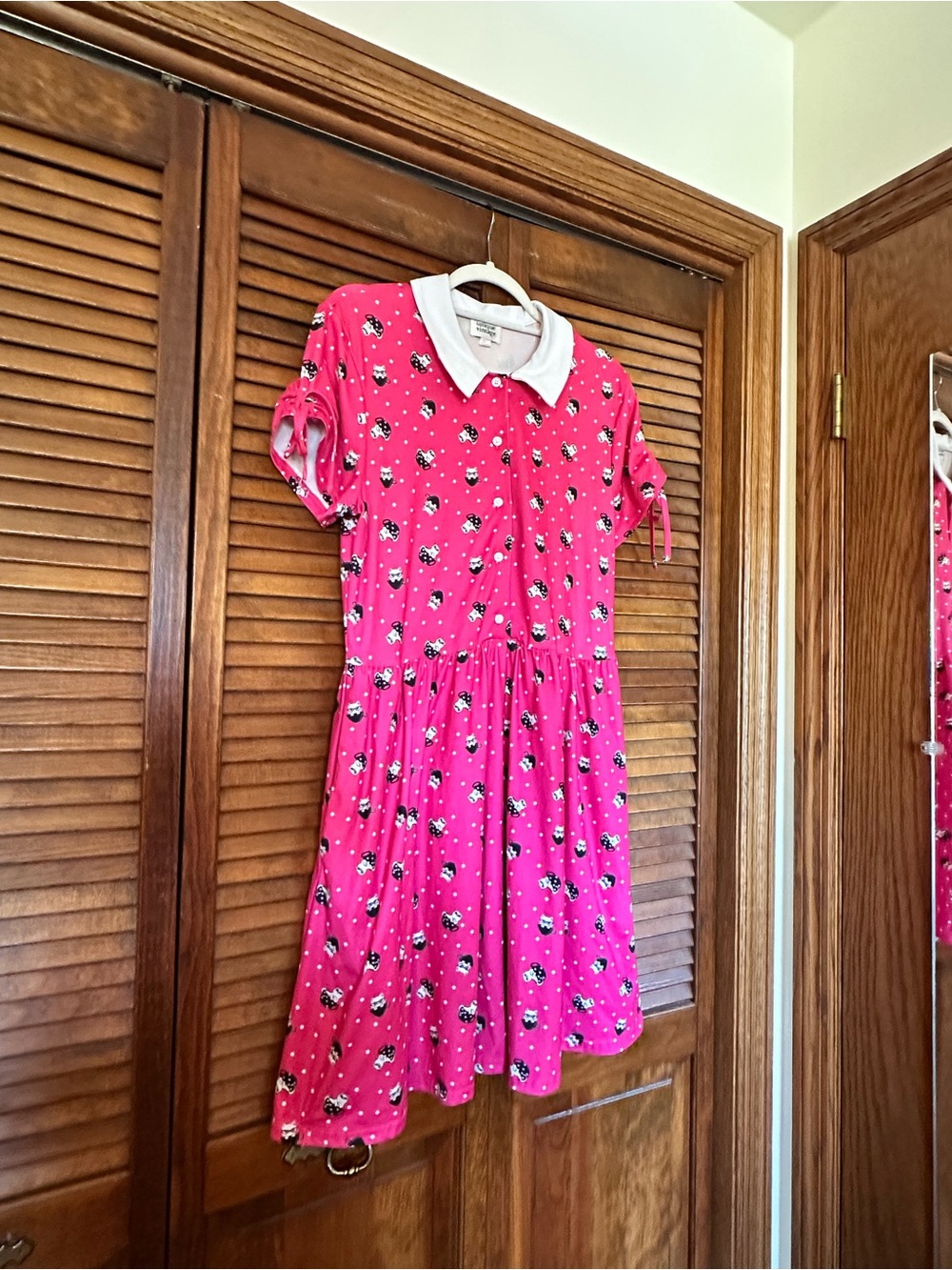 Unique Vintage Retro Cats in Teacups Bright Pink, Black and White Swing Dress - Picture 5 of 12